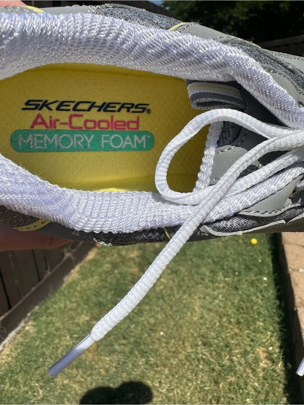 Skechers Women's  Memory Foam D'lite Me Too lace-up Sneakers Gray and White  11